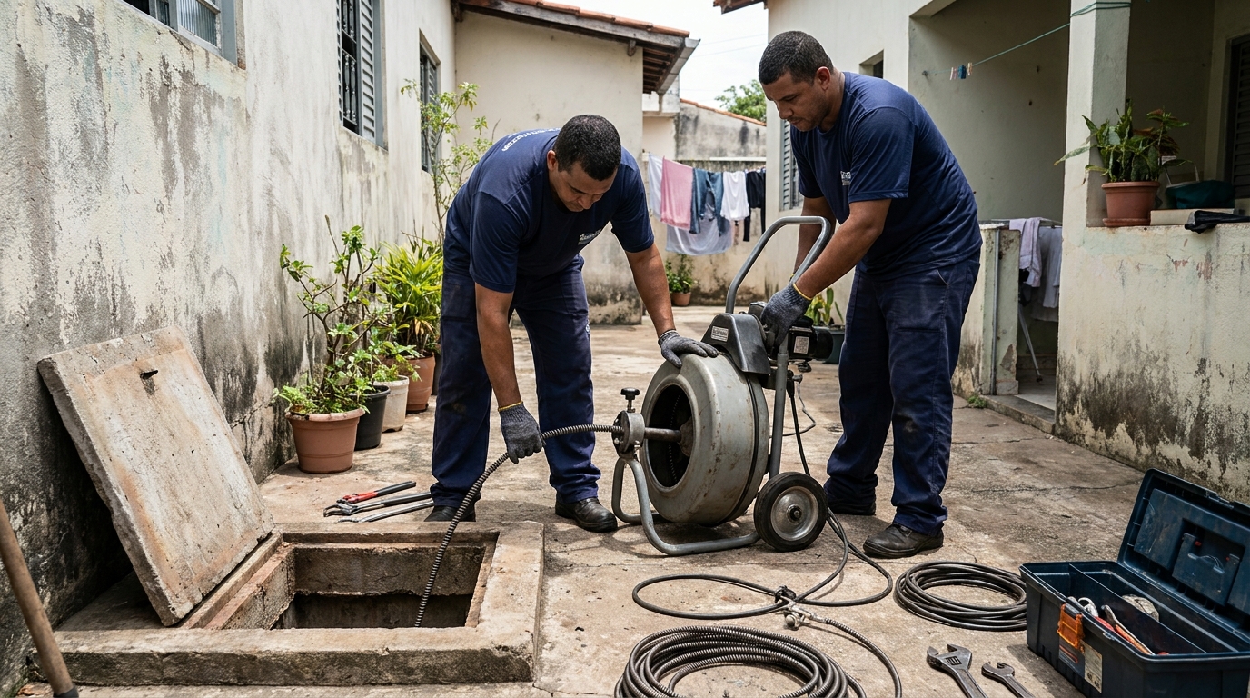 Desentupimento de Coluna Sanitária no Jd Sandra, Cotia‑SP