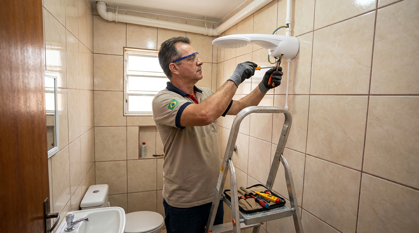Substituição de Chuveiro Antigo nas Chácaras do Refúgio, Cotia‑SP